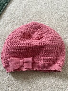 Janie and Jack Rose Pink Knit Bow Beanie